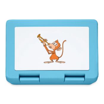 Monkey plays the trumpet - Lunchbox - sapphire blue - Front
