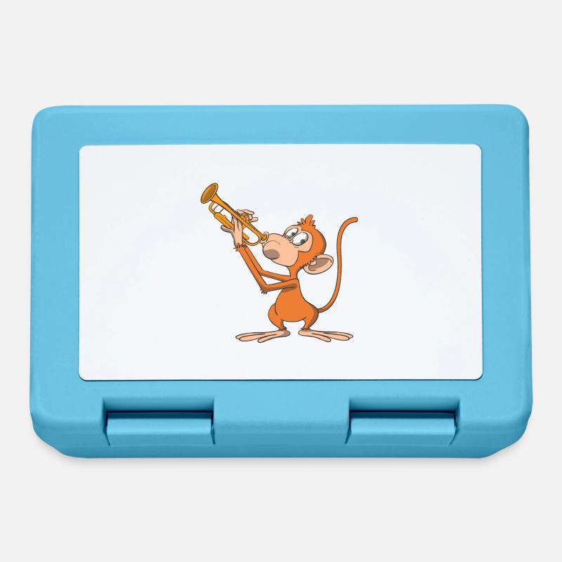 Monkey plays the trumpet - Lunchbox - sapphire blue