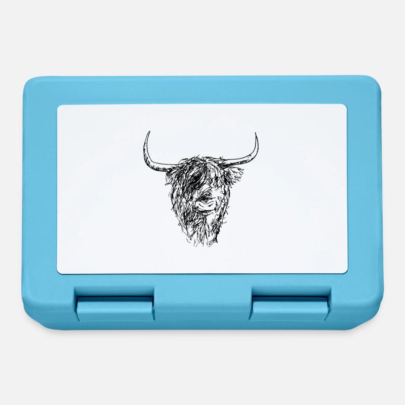 Scottish Highlander - dessin à l'encre - Boîte à goûter - bleu saphir