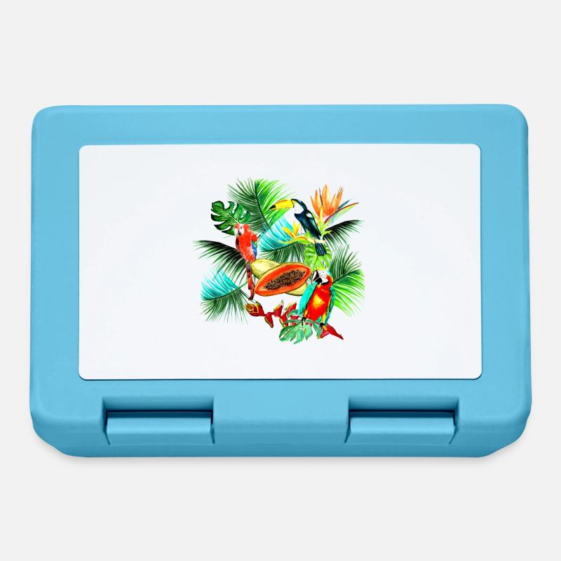 tropical toucans perroquets strelitzia helliconias - Boîte à goûter - bleu saphir
