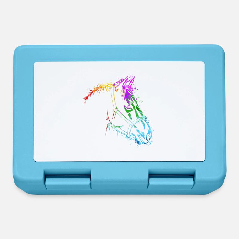 Tête de cheval Cheval Coloré Chevaux - Boîte à goûter - bleu saphir