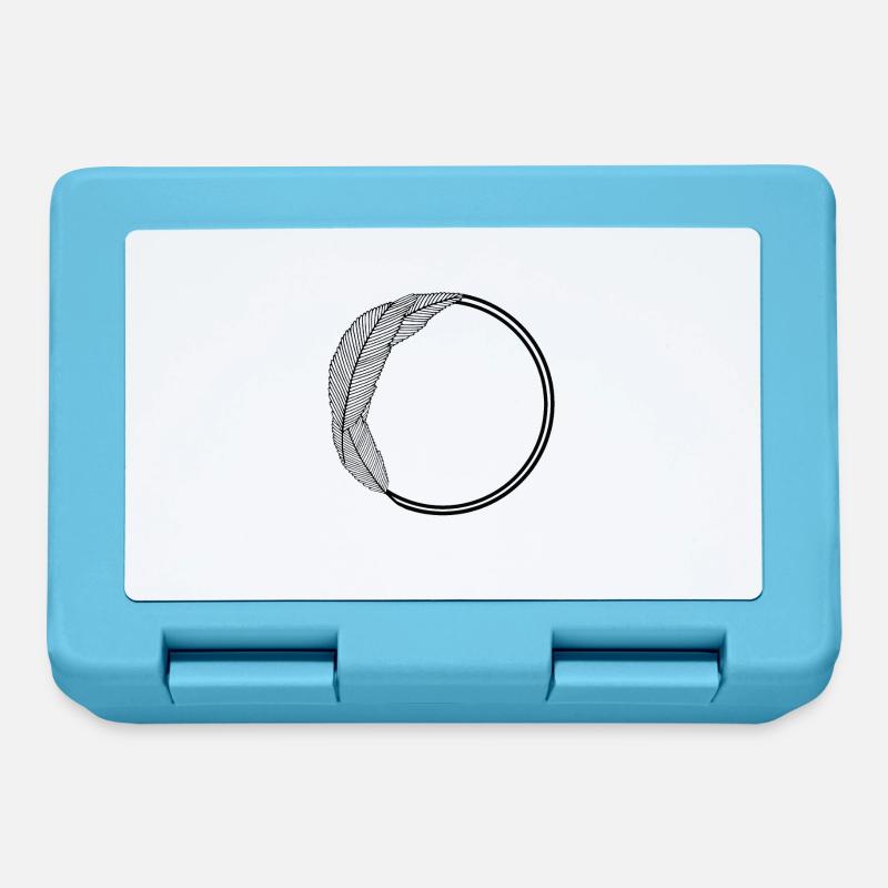 Round frame with large leaves - Lunchbox - sapphire blue