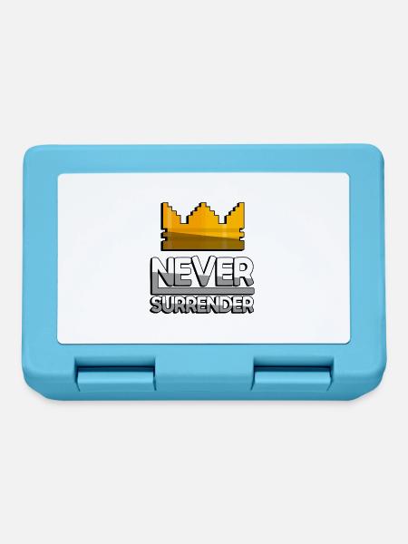 NEVER SURRENDER (Weiß) + King Crown - Gaming - Brotdose - Saphirblau
