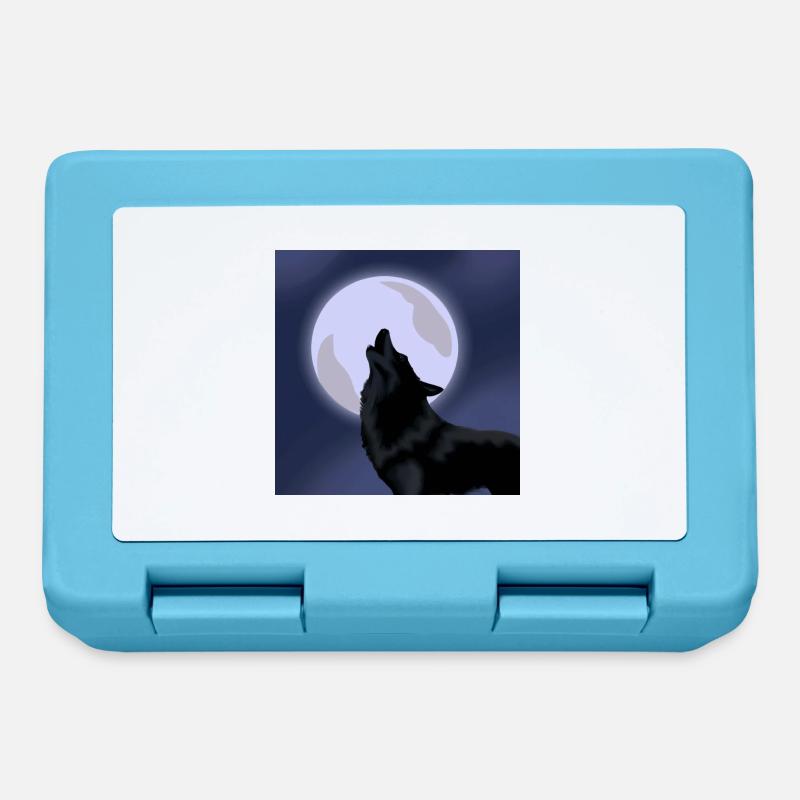 Wolf with moon - Lunchbox - sapphire blue