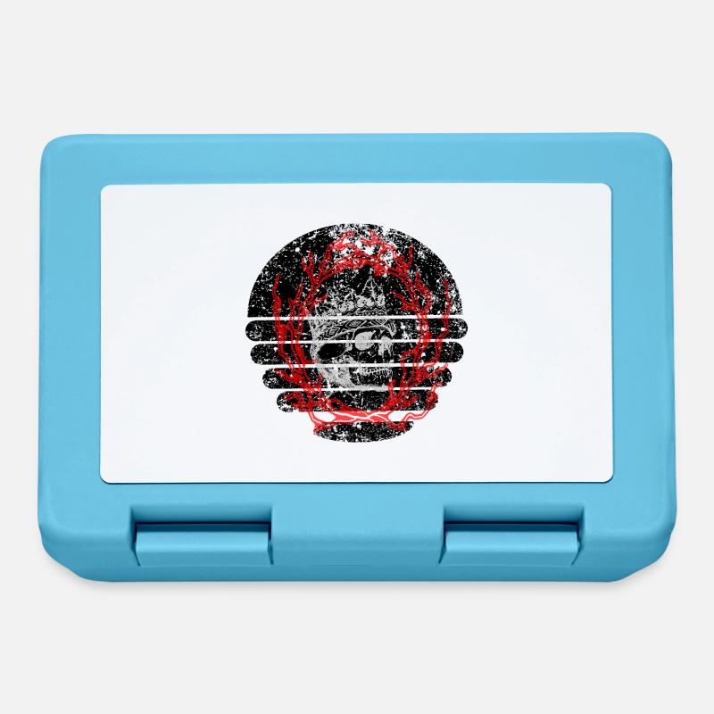 sugar skull and fire - Lunchbox - sapphire blue