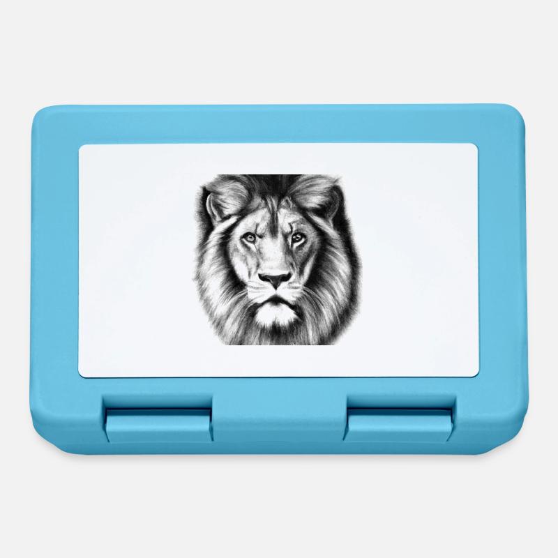 Lion dessiné - Boîte à goûter - bleu saphir