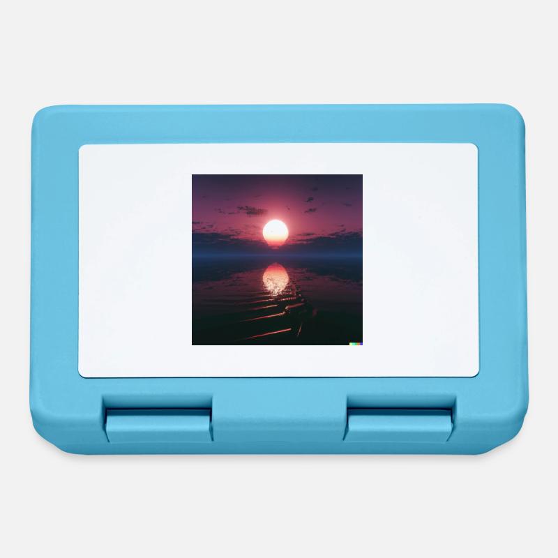 Synthwave sunset on the horizon - Lunchbox - sapphire blue
