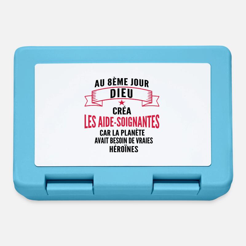 dieu créa les aide-soignantes / aide-soignante - Boîte à goûter - bleu saphir