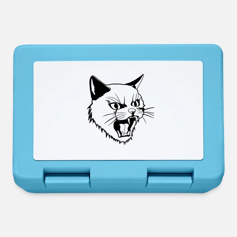 Angry Cat - Lunchbox - sapphire blue