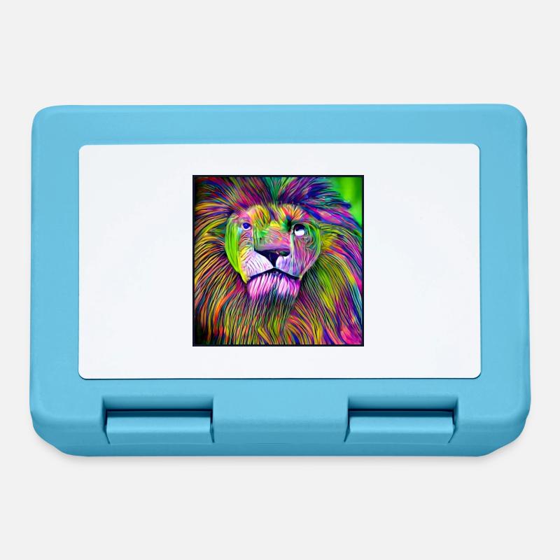 LION MULTICOLORE - Boîte à goûter - bleu saphir