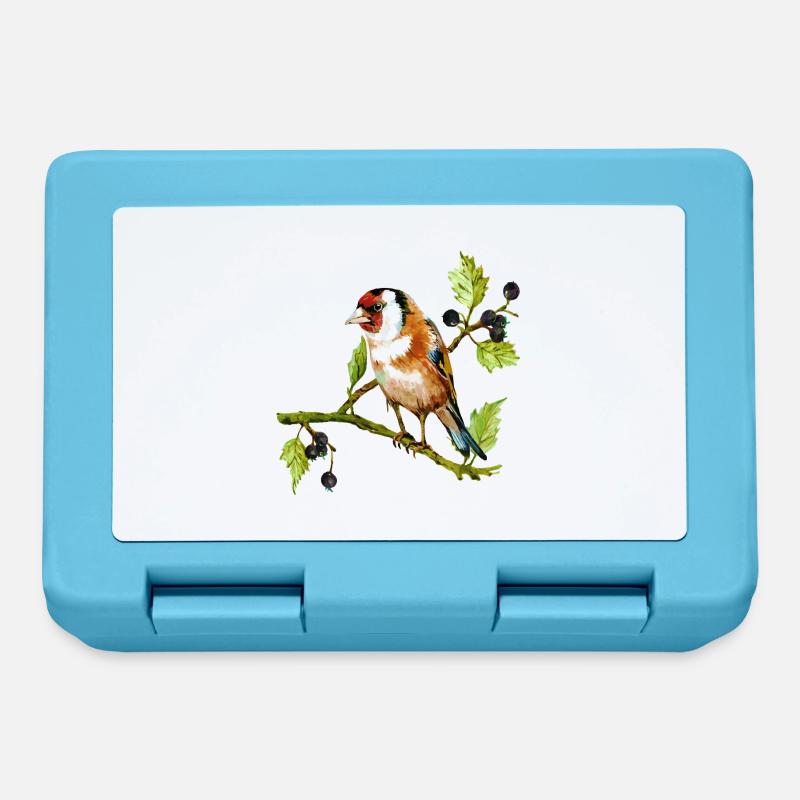 Bunter Vogel - Brotdose - Saphirblau