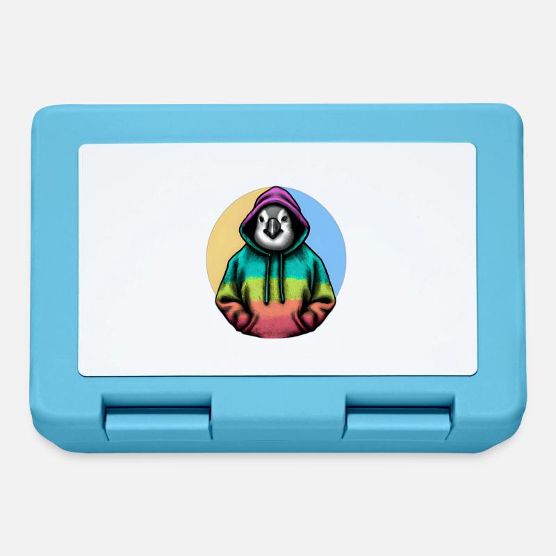 Klassiker Pinguin mit Pullover - Brotdose - Saphirblau