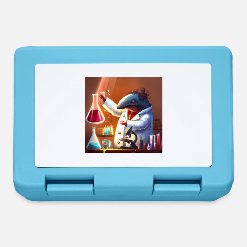 Mad dolphin scientist experimenting - Lunchbox - sapphire blue
