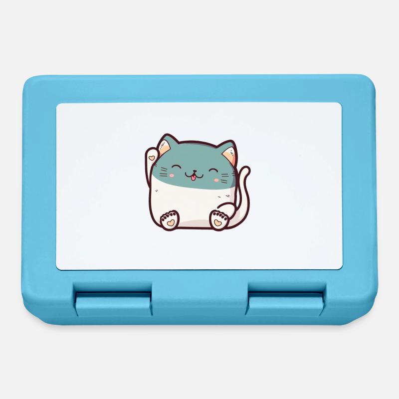 Autocollants mignons de mensonges et de sommeils de chat mignon - Boîte à goûter - bleu saphir