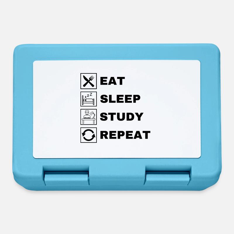 Eat Sleep Study Repeat - Lunchbox - sapphire blue