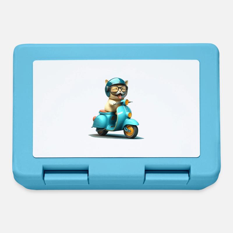 Chat qui rit sur un cadeau de scooter - Boîte à goûter - bleu saphir