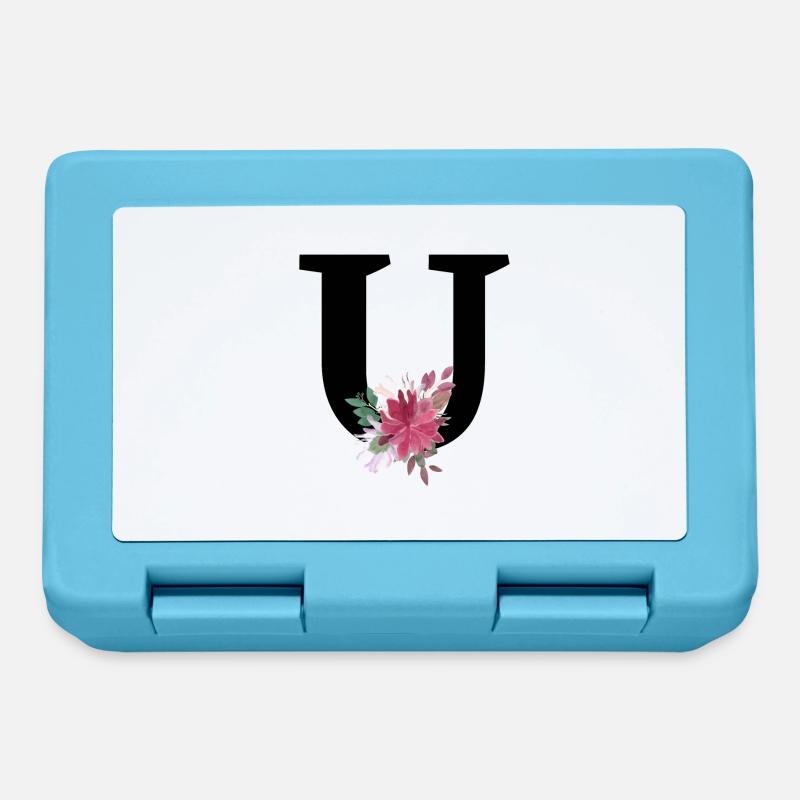 Lettre u floral - Boîte à goûter - bleu saphir