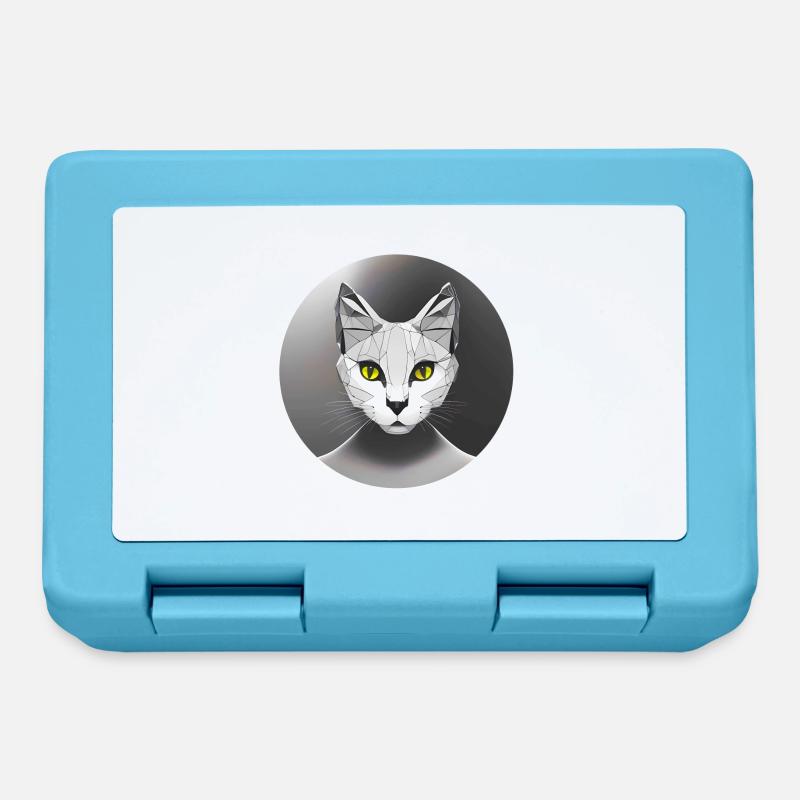 Cat as graphic Low Poly Art Circle black and white - Lunchbox - sapphire blue