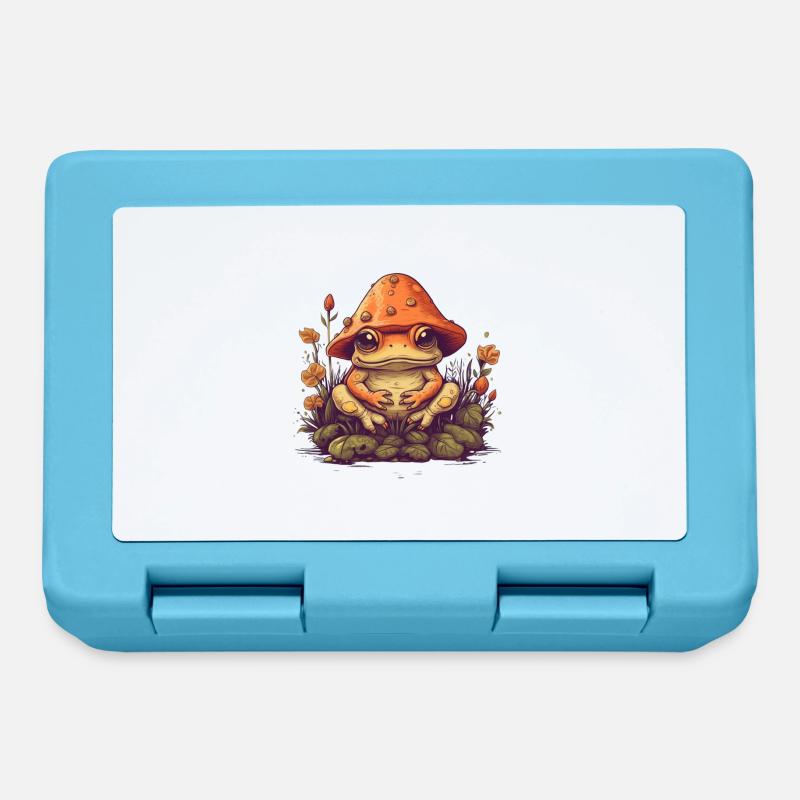 Crapaud mignon avec chapeau champignon drôle de grenouille nature - Boîte à goûter - bleu saphir