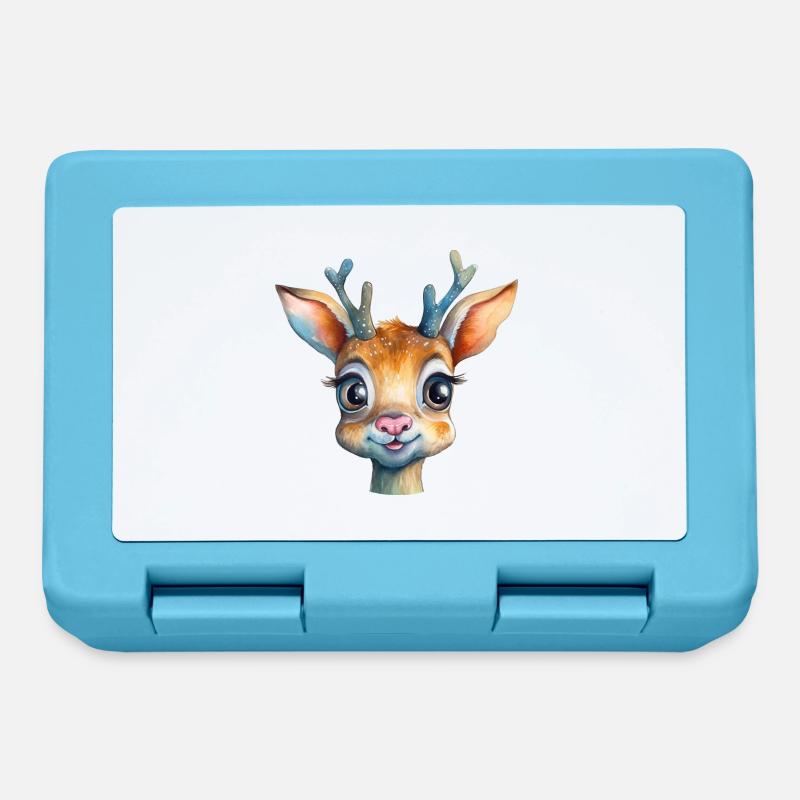 Cerf dessinant un animal forestier - Boîte à goûter - bleu saphir