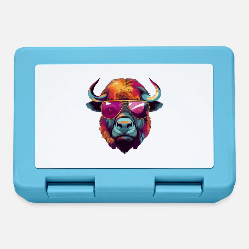 Bok le bison à lunettes - Boîte à goûter - bleu saphir