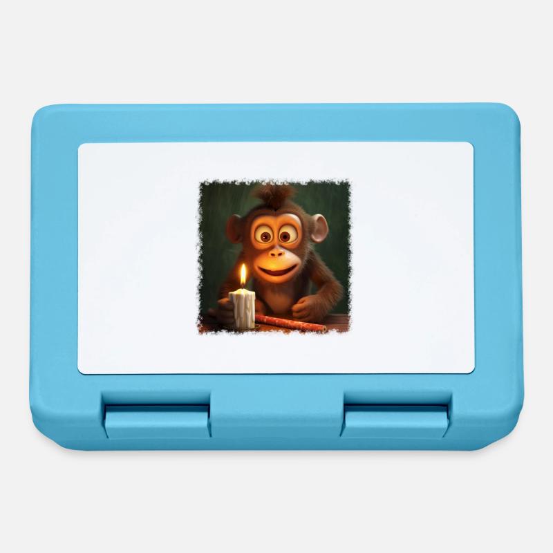 Petit singe - Boîte à goûter - bleu saphir