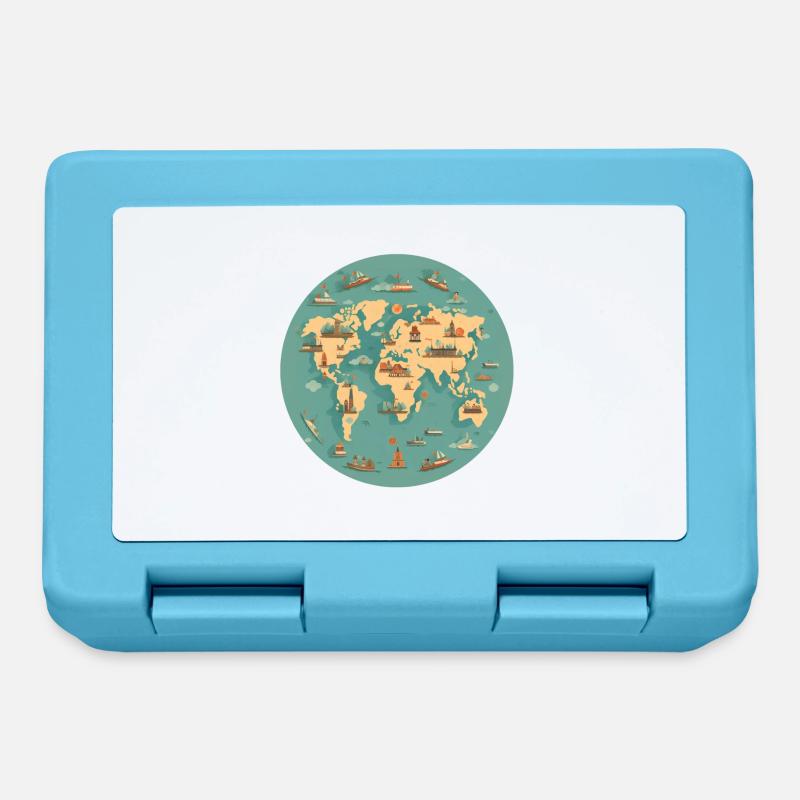 Carte du monde - Boîte à goûter - bleu saphir