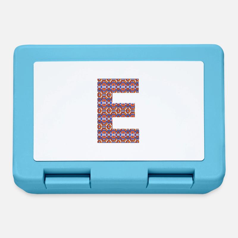 Monogramm Buchstabe E - geometrisches Muster - Brotdose - Saphirblau