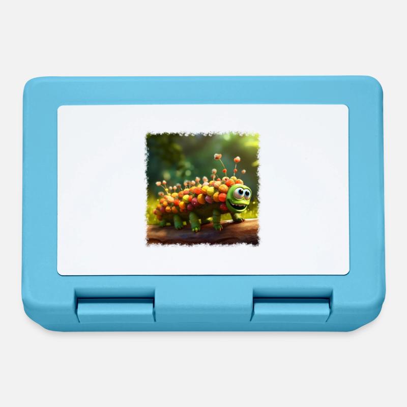 cute caterpillar - Lunchbox - sapphire blue