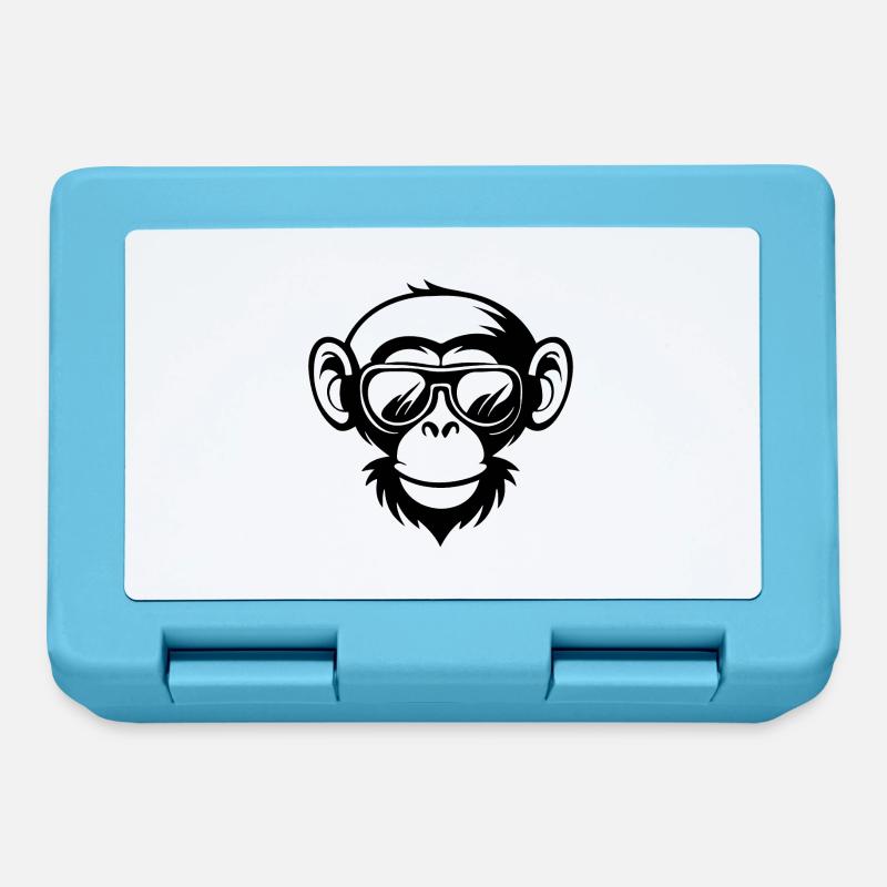 Singe Singe Visage de Singe Jungle - Boîte à goûter - bleu saphir