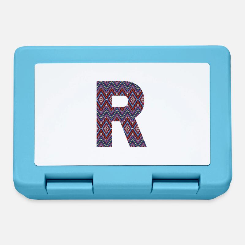 Monogramm Buchstabe R - geometrisches Muster - Brotdose - Saphirblau