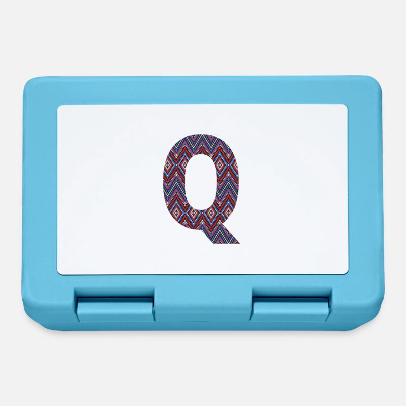 Monogramm Buchstabe Q - geometrisches Muster - Brotdose - Saphirblau