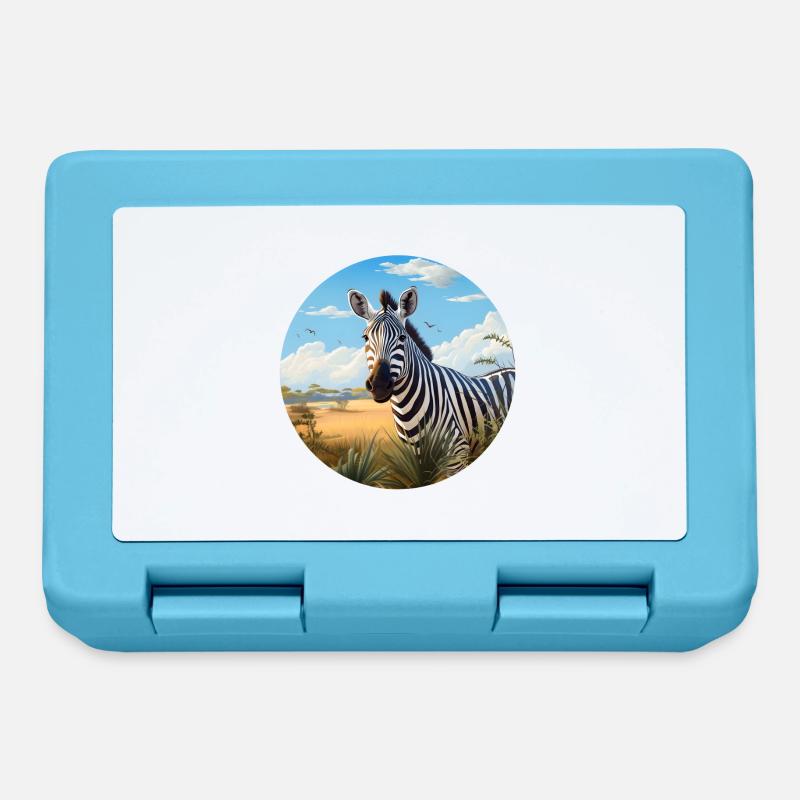 Zebra in Savanne - Brotdose - Saphirblau