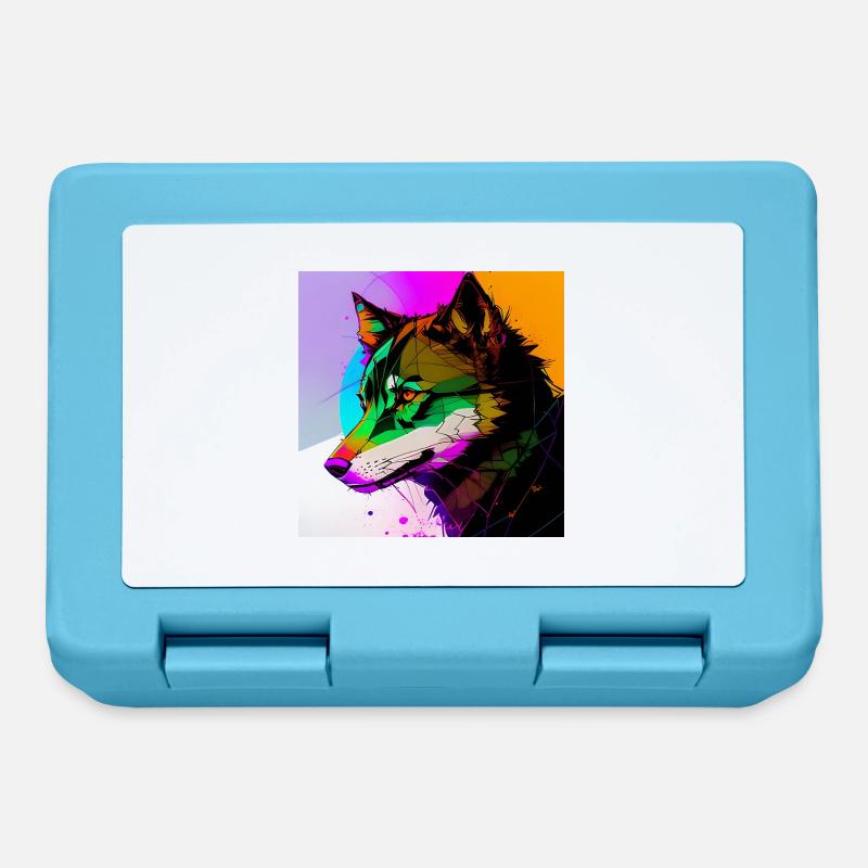Un loup multicolore - Boîte à goûter - bleu saphir