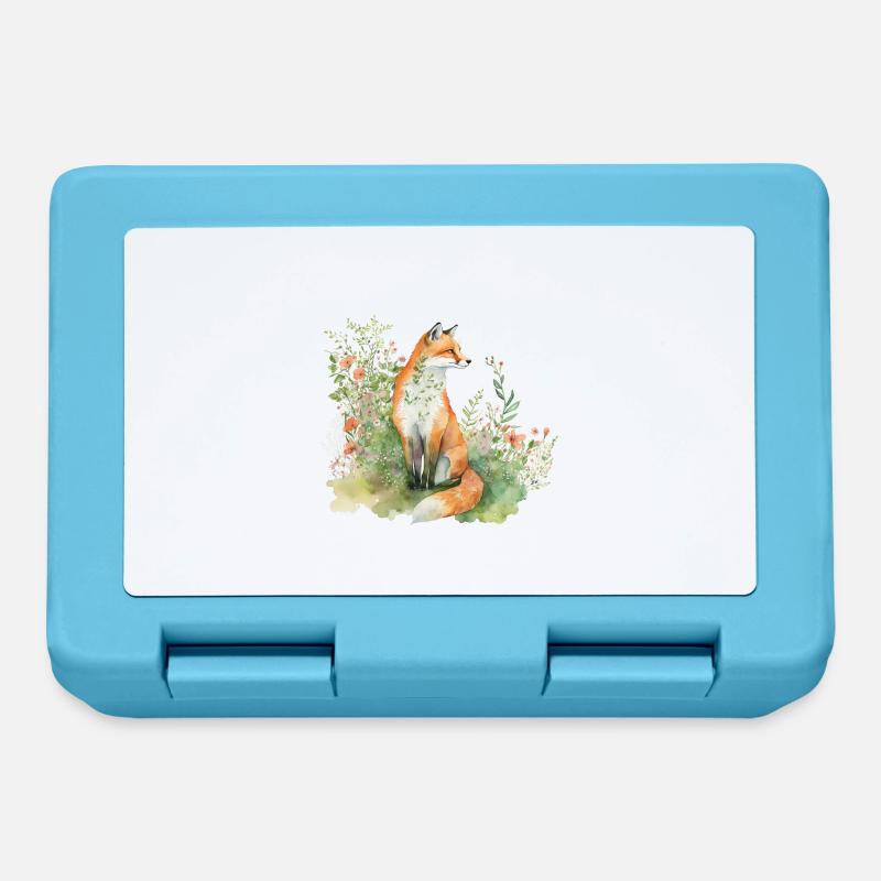 Renard dans le pré - Boîte à goûter - bleu saphir