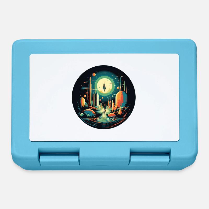 Lancement de fusée dans un style de dessin animé rétro - Boîte à goûter - bleu saphir