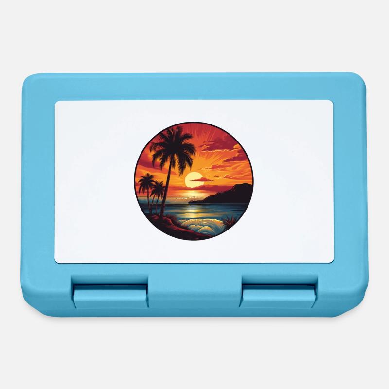 Coucher de soleil derrière l’océan - Boîte à goûter - bleu saphir
