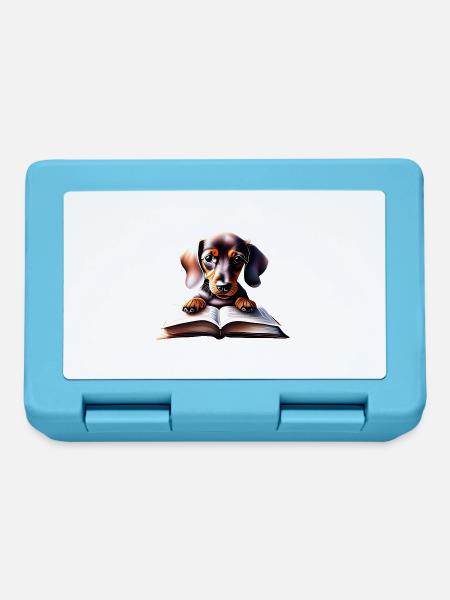 Dachshund Bücher Hund Dackelwelpe Buch lesen Hunde - Brotdose - Saphirblau