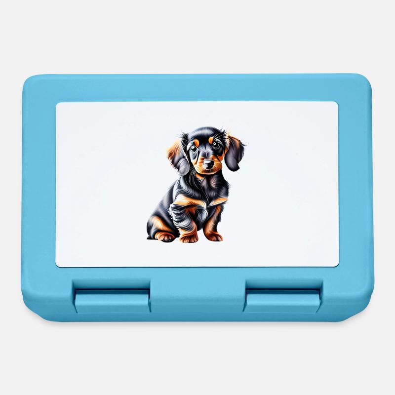 Propriétaire de chien, Chien teckel, Chiot teckel, Chiens - Boîte à goûter - bleu saphir