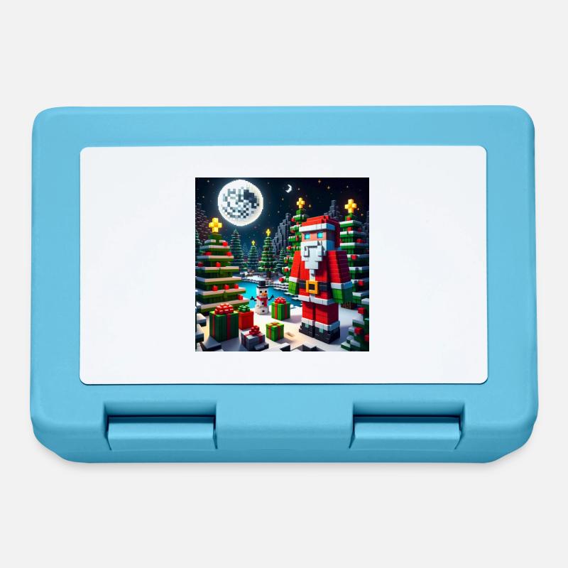 Weihnachtsmann im Pixel-Stil - Brotdose - Saphirblau