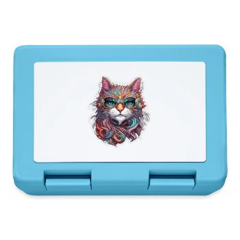 Cool Cat / Funny / Animal / Pet / Crazy - Lunchbox - sapphire blue - Front