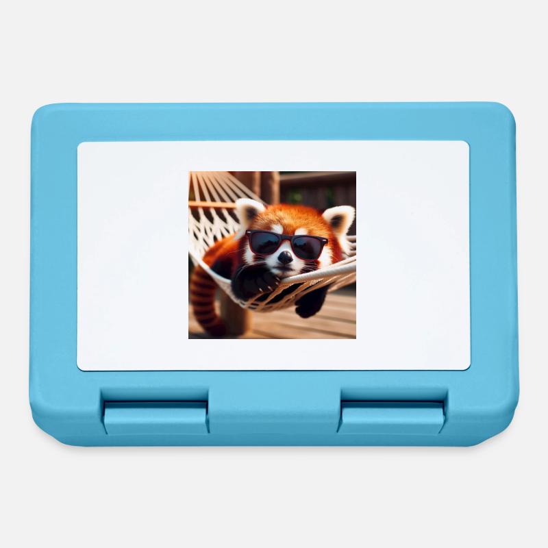 Panda roux avec lunettes de soleil dans un hamac - Boîte à goûter - bleu saphir