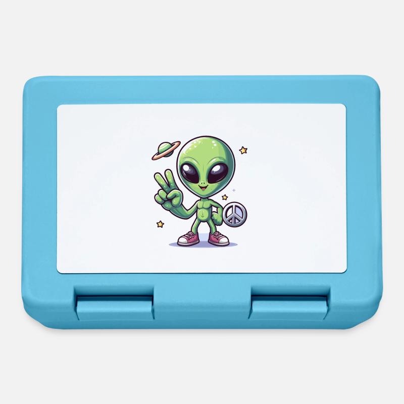 Alien de dessin animé - Boîte à goûter - bleu saphir