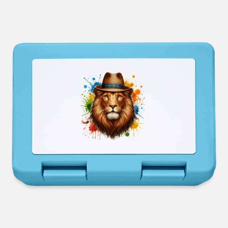 Lion avec chapeau - Boîte à goûter - bleu saphir