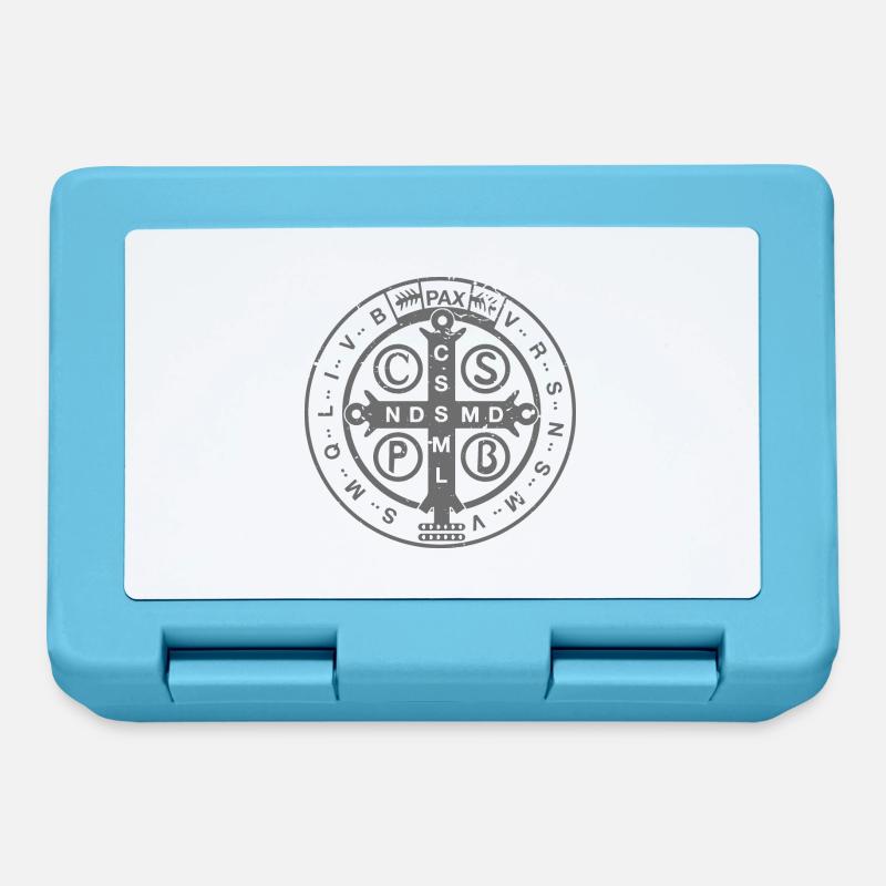Médaille de Saint-Benoît religieux et catholique | Chrétien - Boîte à goûter - bleu saphir
