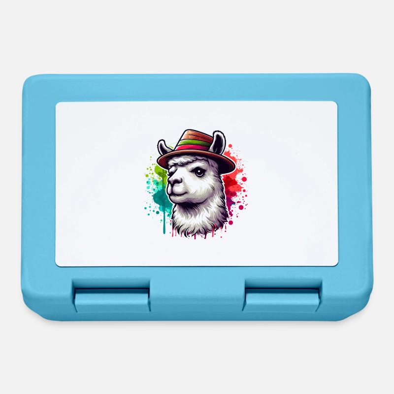 "Llama with hat - Lunchbox - sapphire blue