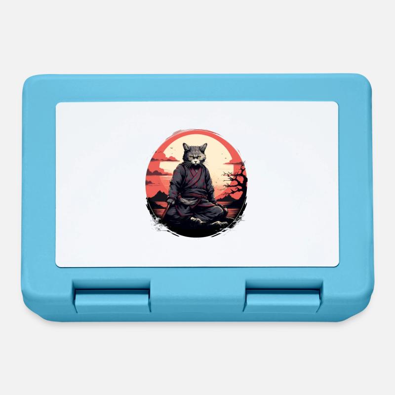 Cat samurai - Lunchbox - sapphire blue