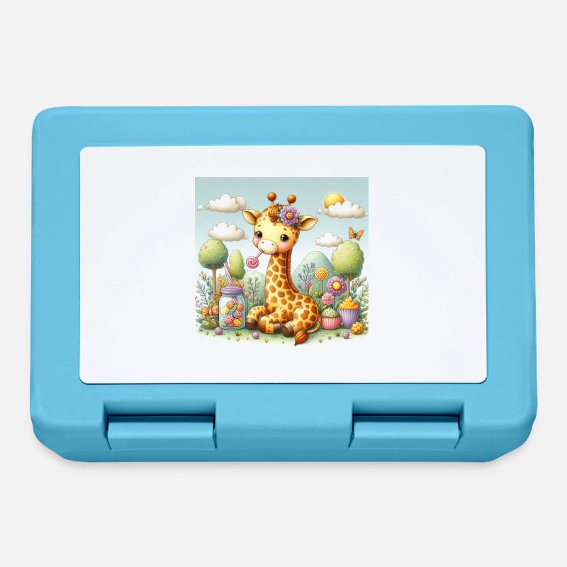 Giraffe Snacking - Lunchbox - sapphire blue