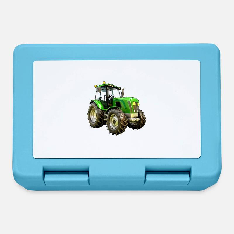 Moderner Traktor Trecker - Brotdose - Saphirblau