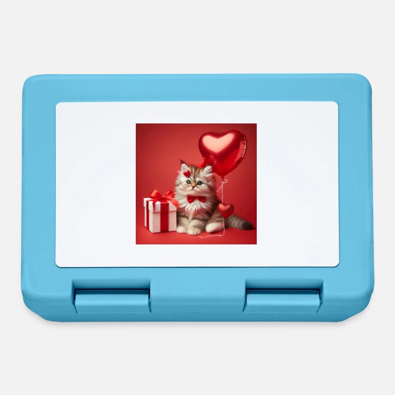 A Cute Kitten - Valentine's Day - Lunchbox - sapphire blue